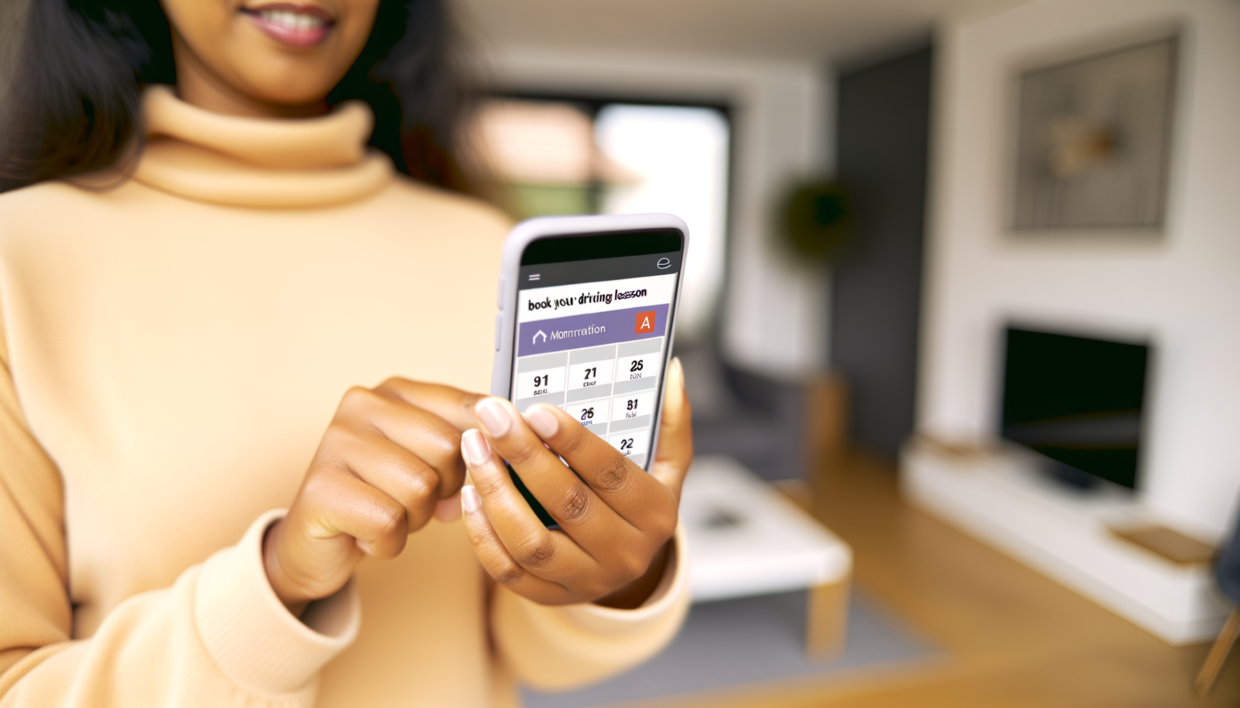 Élève réservant une leçon sur son téléphone