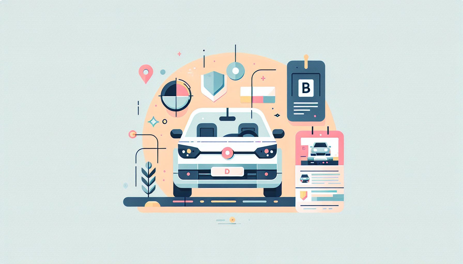 Illustration du permis B avec voiture et code de la route